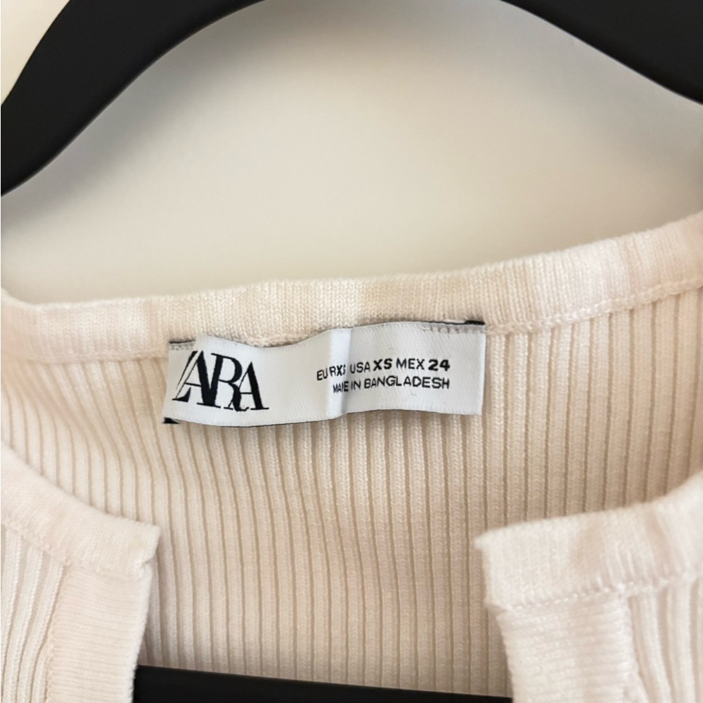 Zara Ivory Ribbed Tank Top - Picture 6 of 7